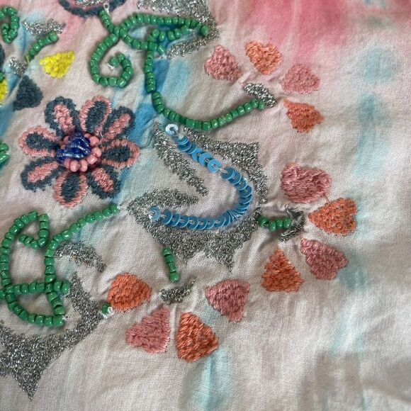 Sundance Women's Embroidered Beaded Tunic Swim Coverup SZ S Tie Dye Ombre Sequin - Picture 15 of 15